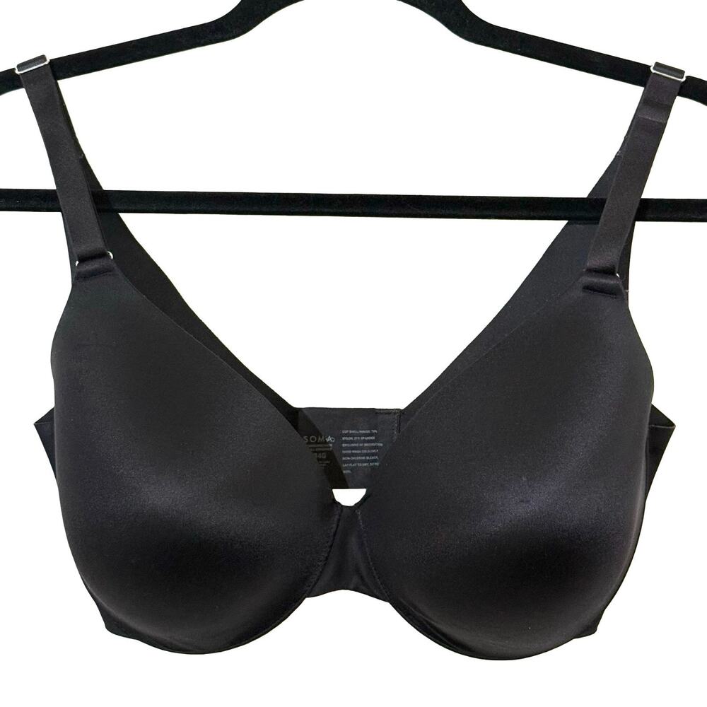 Soma Vanishing Back Full Coverage Black Smooth Underwire Back Close Bra 34 G